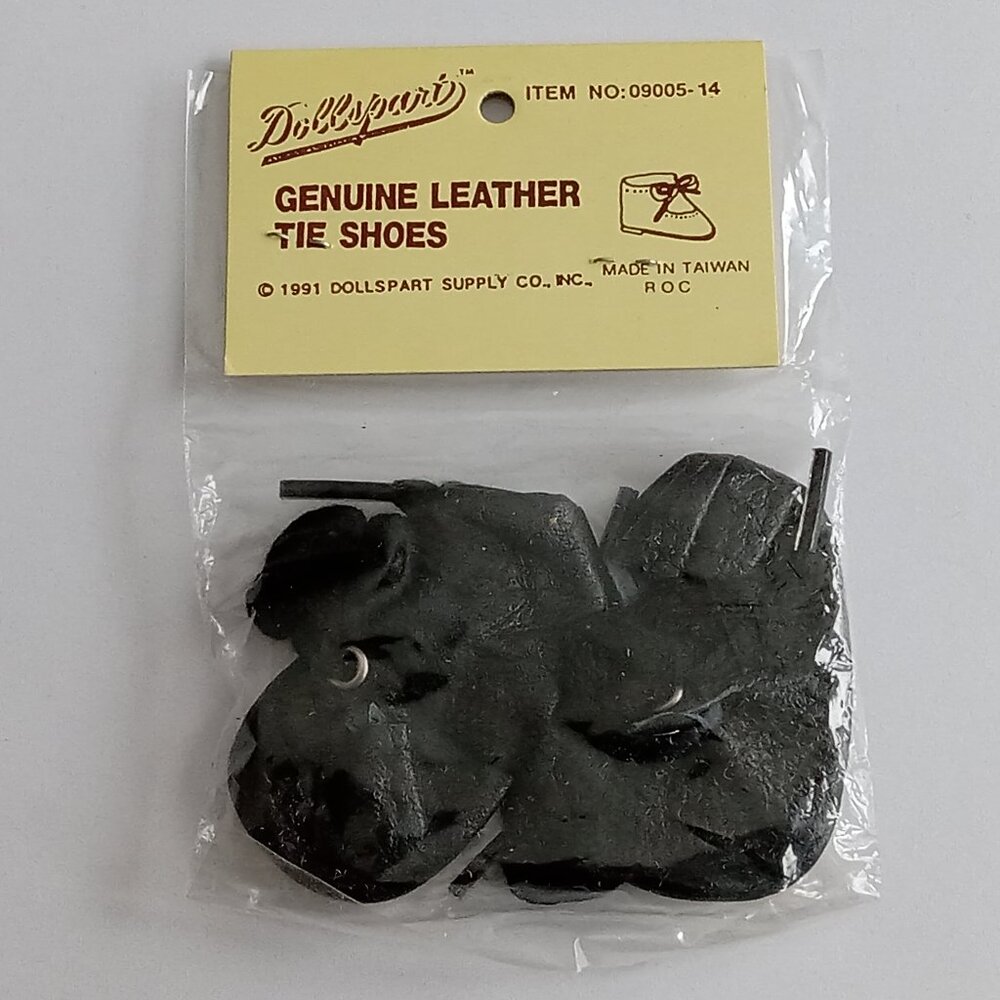 Vintage Dollspart Genuine Leather Tie Shoes for Dolls - Picture 3 of 5
